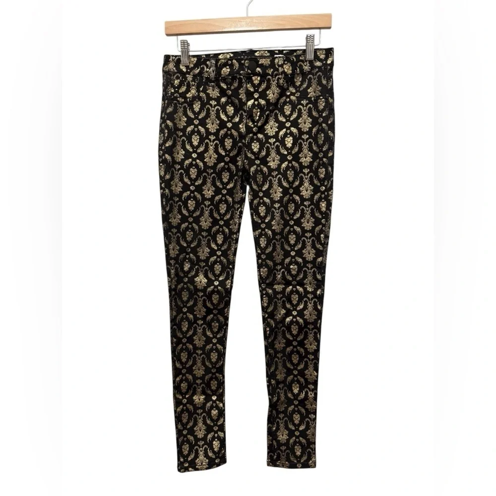 TINSELTOWN Brocade Skinny Jeans Gold Foil Size 7
